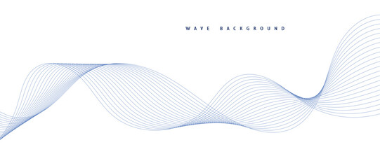 Abstract vector background with blue wavy lines. Blue wave background. Blue lines vector illustration. Curved wave. Abstract wave element for design.
