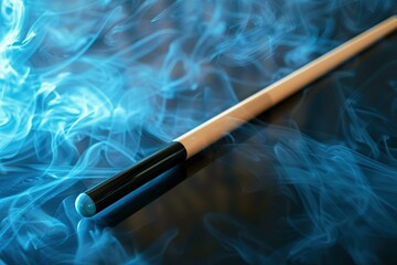 pool cue on smoky background