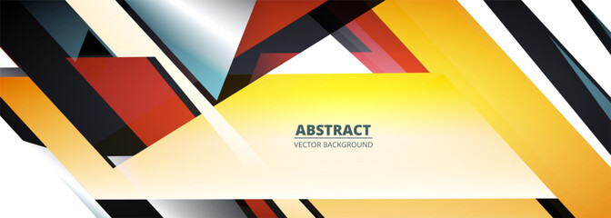 Abstract vector background with colorful geometric shapes. Modern wide banner graphic design template. Vector illustration