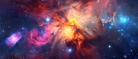 Fototapeta na wymiar The nebula glows brightly, a nursery for new stars background