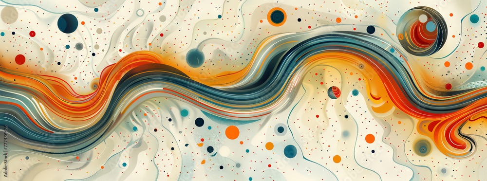 Aufkleber ethereal waves of red and blue lights with sparkling particles, embodying digital elegance
