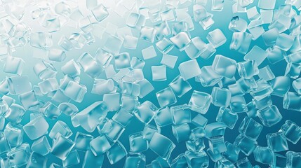 A banner panorama featuring a uniform layout of translucent ice cubes, set against a gradient bluish background, mimicking a seamless frozen texture.
