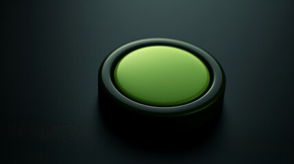 Minimalistic Matt Rubber Desktop Button Illuminated in Green