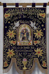 Procession banner in Notre Dame aux Riches Claires catholic church, Belgium