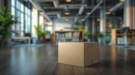 cardboard box indoors. Moving to a new office, renovation, relocation and delivery.