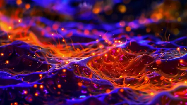 In the third image a piece of connective tissue is seen featuring a matrix of collagen fibers and tered fibroblast cells. This tissue . AI generation.