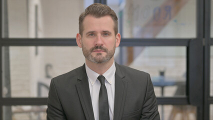 Fototapeta premium Portrait of Serious Middle Aged Businessman