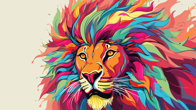 Illustration of a close up lion 2d flat cartoon vac