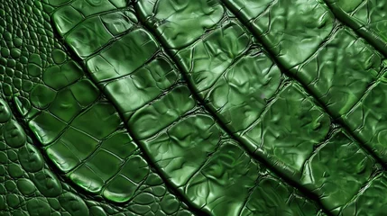 Poster Green crocodile leather texture closeup. © Julia Jones