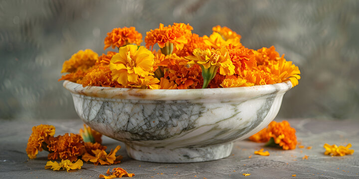 Natural elegance Marigold and Zendo flowers bloom