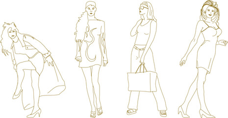 vector design sketch illustration of a model doing a phoshoot photography session