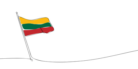 A single line drawing of a Lithuanian flag. Continuous line Lithuania icon. One line icon. Vector illustration