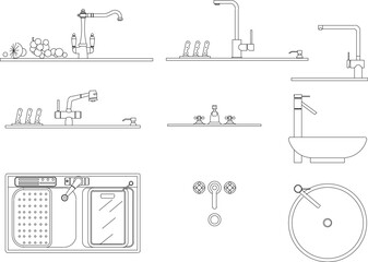 vector design sketch illustration of hand washing sink kitchen equipment