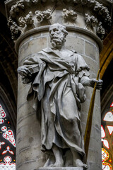 Saints Michael & Gudule cathedral, Brussels, Belgium..Saint James the Less statue