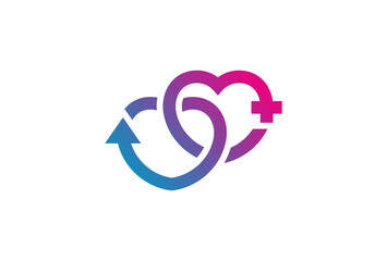 Gender symbol logo inspiration, love sign, male and female sex sign , flat design logo template element, vector Illustration