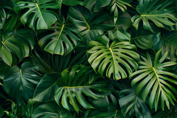 A lush green plant with large leaves and a variety of sizes - obrazy, fototapety, plakaty