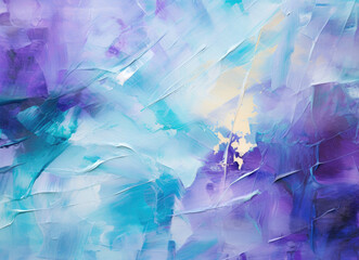 Expressive abstract art with strokes of turquoise, lavender, and hints of gold, perfect for chic decor and designs.