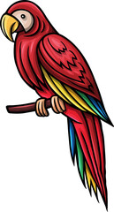 Cute Ara parrot bird funny cartoon clipart illustration