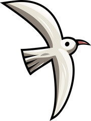 Cute seagull bird funny cartoon clipart illustration