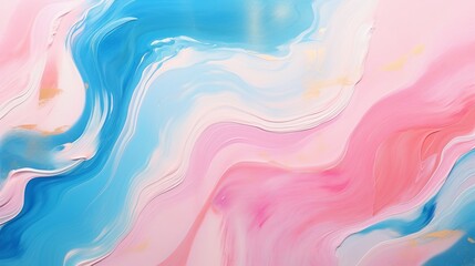 Fototapeta premium Abstract acrylic oil paint ink painted waves painting texture colorful background banner panorama long illustration - Blue pink gold color swirls waves (2)