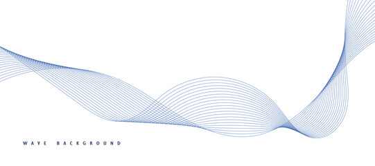 Abstract vector background with blue wavy lines. Blue wave background. Blue lines vector illustration. Curved wave. Abstract wave element for design.
