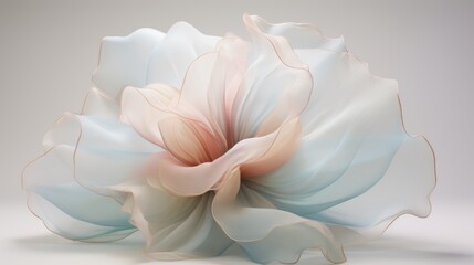 Peach-toned peony with drapery effect. Artistic floral photography.