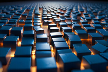 Obraz premium pattern of blue cubes arranged randomly