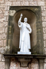 Statue in Montserrat monastery, Catalonia, Spain : St Vincent de Paul - obrazy, fototapety, plakaty