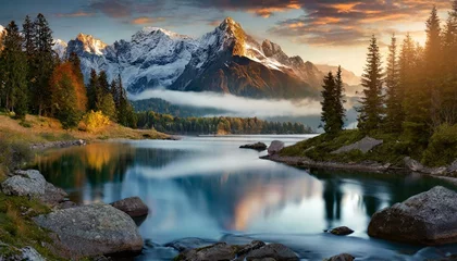 Photo sur Aluminium Alpes lake, mountain, landscape, water