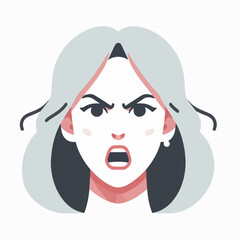 Vector image of an angry woman's expression