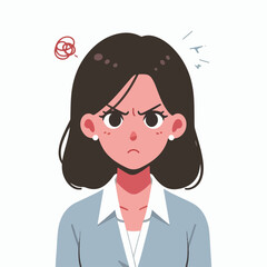 Vector image of an angry woman's expression