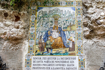 Montserrat monastery, Catalonia, Spain. Virgin Mary sanctuary mosaic