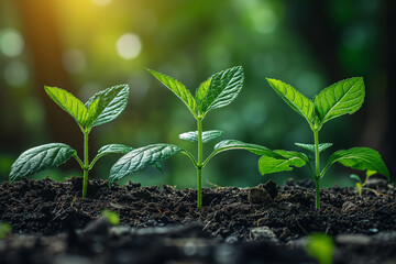 Tree plant growing process in beautiful nature