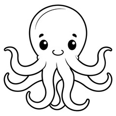 simple octopus drawing- vector illustration