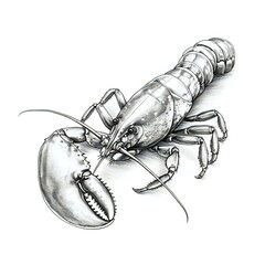 lobster sketch on white background