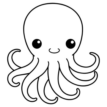  baby octopus drawing- vector illustration