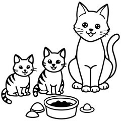 happy cat family - vector illustration
