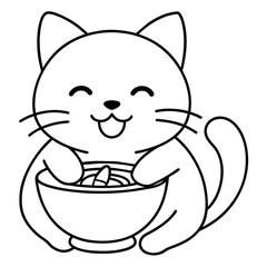 cat eating  - vector illustration