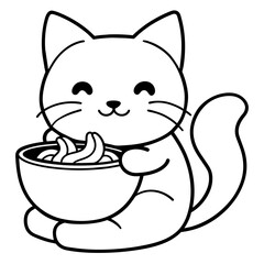 cat eating  - vector illustration