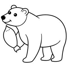 Obraz na płótnie Canvas polar bear eating - vector illustration