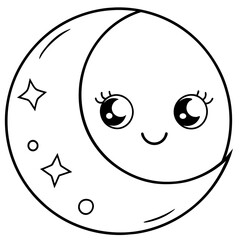 adorable half moon - vector illustration