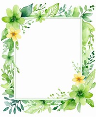 Immerse yourself in nature with our watercolor green floral frame mockup