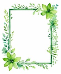 Obraz premium Immerse yourself in nature with our watercolor green floral frame mockup