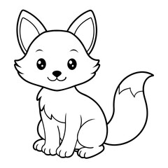 cute fox drawing - vector illustration