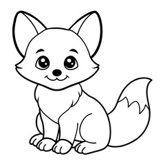 sitting fox - vector illustration
