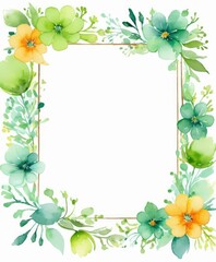 Obraz premium Immerse yourself in nature with our watercolor green floral frame mockup