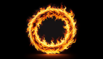 Fototapeta premium A ring of fire on a black background, showcasing a concept of energy and power. Generative AI