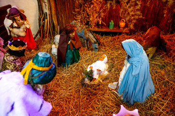 Nativity scene in Our Lady of Assumption catholic church, Chantilly, Oise, France