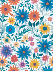 Fototapeta na wymiar Vibrant Blooms: Seamless floral pattern 