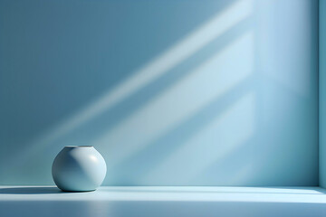 Clean Canvas: Minimalist Light Blue Background with Soft Window Light for Product Showcase
